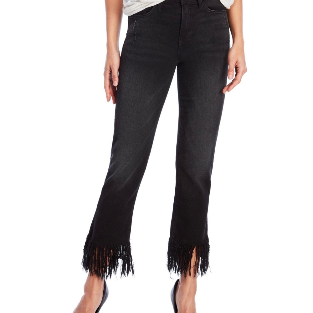 Flared black cropped jeans